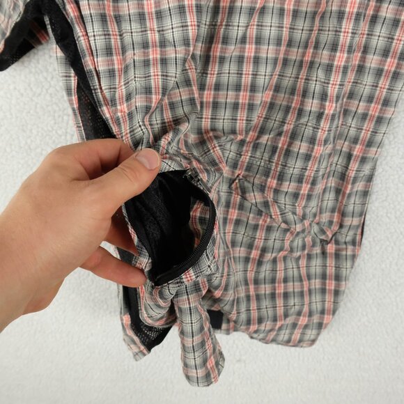 Club Cr Ride Cycling Jesey Mens Small Gray Red Plaid Pearl Snap Short Sleeve - Picture 8 of 13